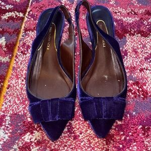 Bruno Magli Purple Velvet Slingback Pointed kitten heel